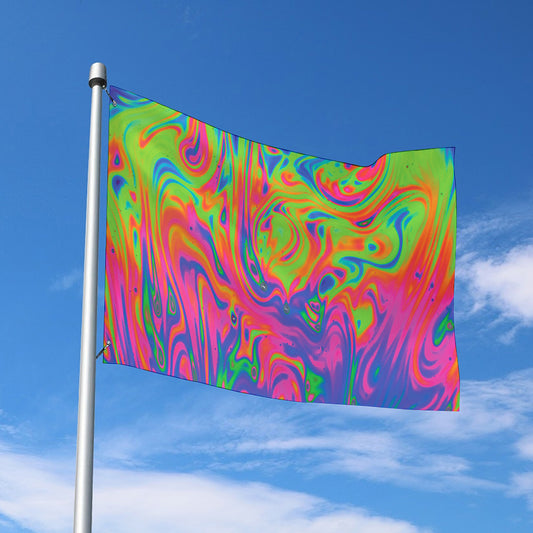 Psychedelic Bubble Print Polyester Flag