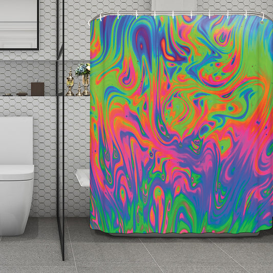 Psychedelic Bubble Print Polyester Shower Curtain