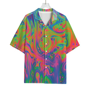 Psychedelic Bubble Print Rayon Hawaiian Shirt