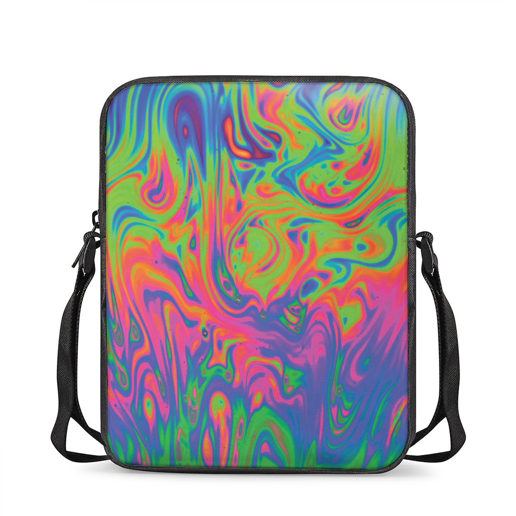 Psychedelic Bubble Print Rectangular Crossbody Bag