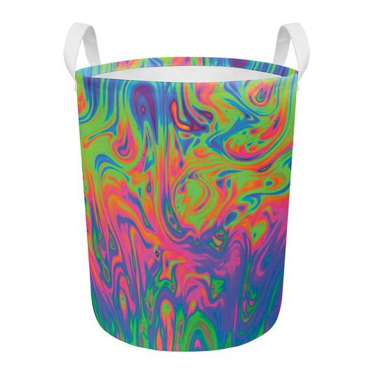 Psychedelic Bubble Print Round Laundry Basket