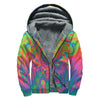 Psychedelic Bubble Print Sherpa Lined Zip Up Hoodie