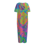 Psychedelic Bubble Print Short Sleeve Long Nightdress