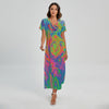 Psychedelic Bubble Print Short Sleeve Maxi Dress