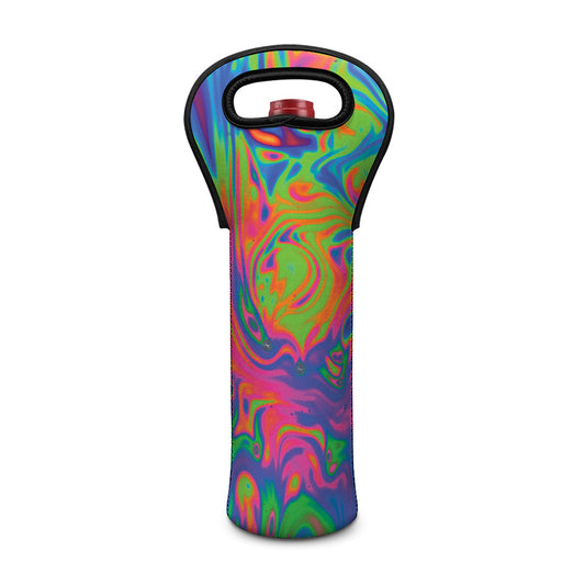 Psychedelic Bubble Print Single Neoprene Wine Tote