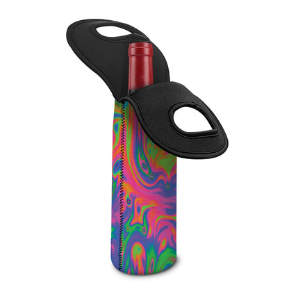 Psychedelic Bubble Print Single Neoprene Wine Tote