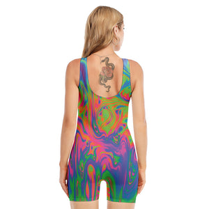 Psychedelic Bubble Print Sleeveless One Piece Swimsuit