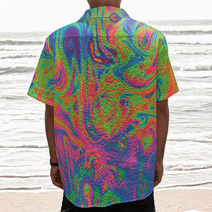 Psychedelic Bubble Print Textured Short Sleeve Shirt