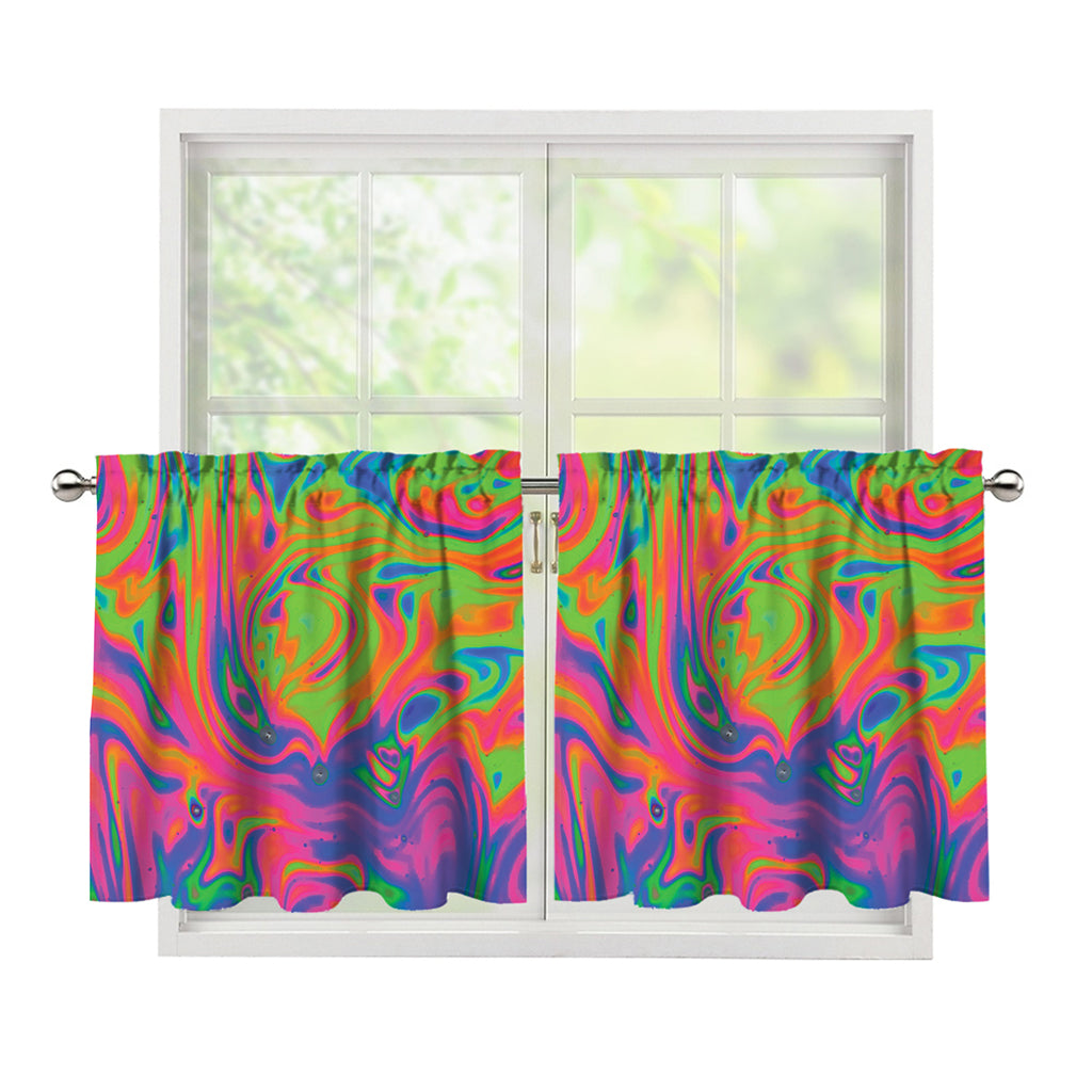 Psychedelic Bubble Print Tier Curtains