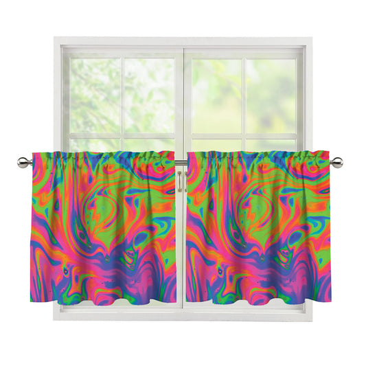 Psychedelic Bubble Print Tier Curtains