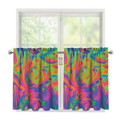 Psychedelic Bubble Print Tier Curtains
