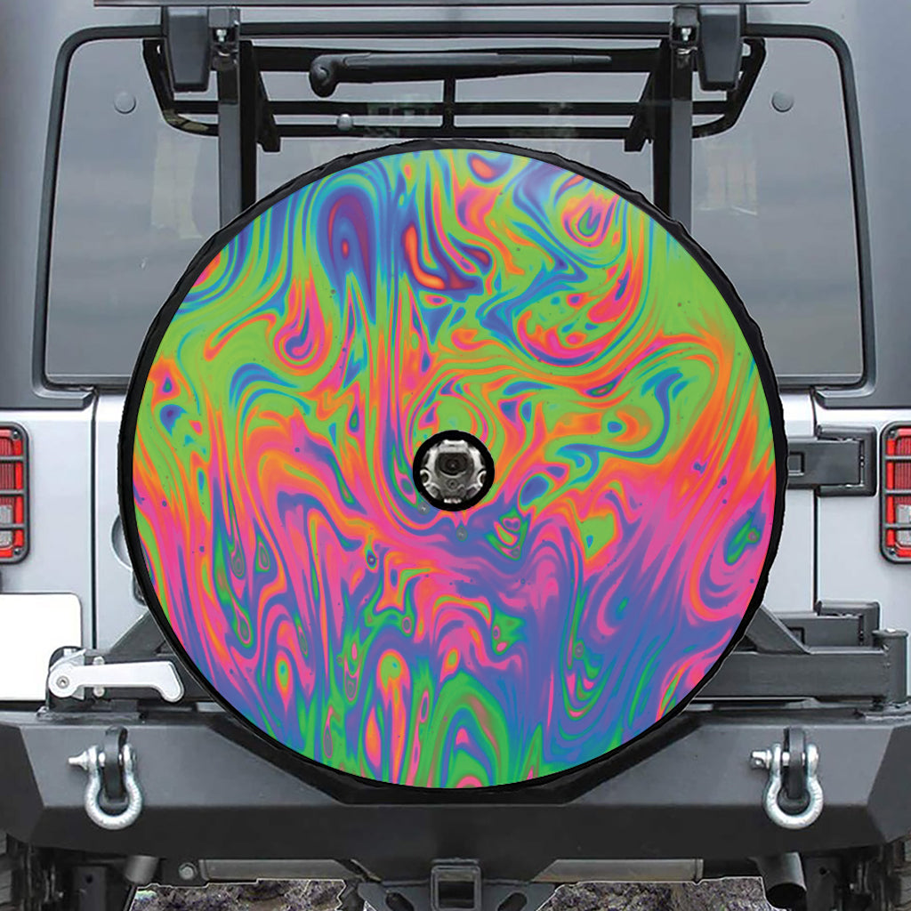 Psychedelic Bubble Print Tire Cover With Camera Hole