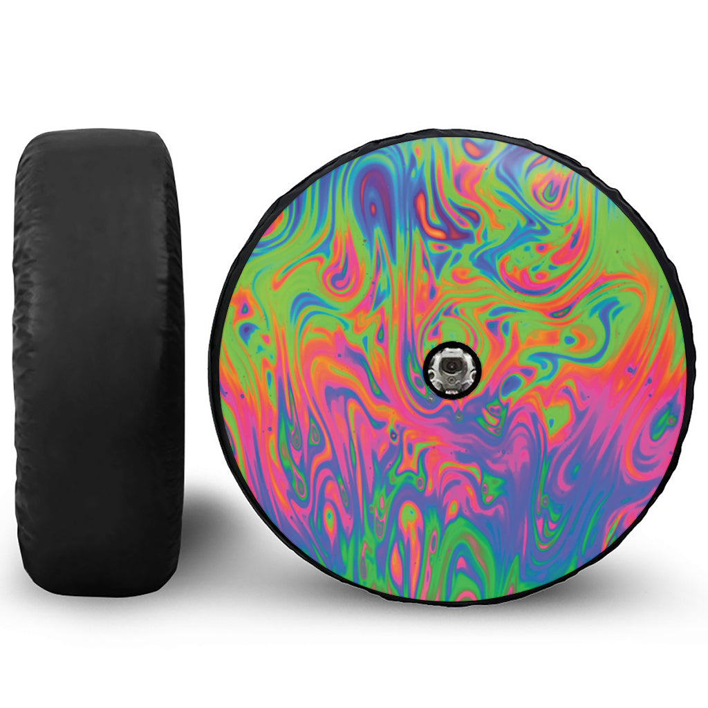 Psychedelic Bubble Print Tire Cover With Camera Hole