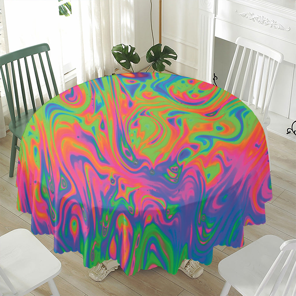 Psychedelic Bubble Print Waterproof Round Tablecloth
