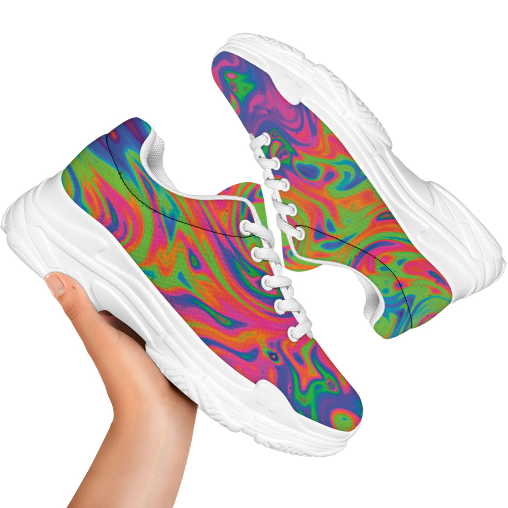 Psychedelic Bubble Print White Chunky Shoes