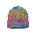 Psychedelic Bubble Print White Mesh Trucker Cap