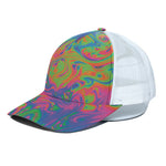 Psychedelic Bubble Print White Mesh Trucker Cap