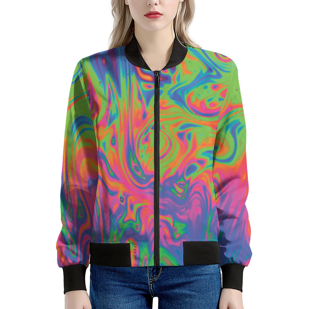 Psychedelic Bubble Print Women's Bomber Jacket