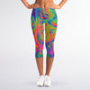 Psychedelic Bubble Print Women's Capri Leggings