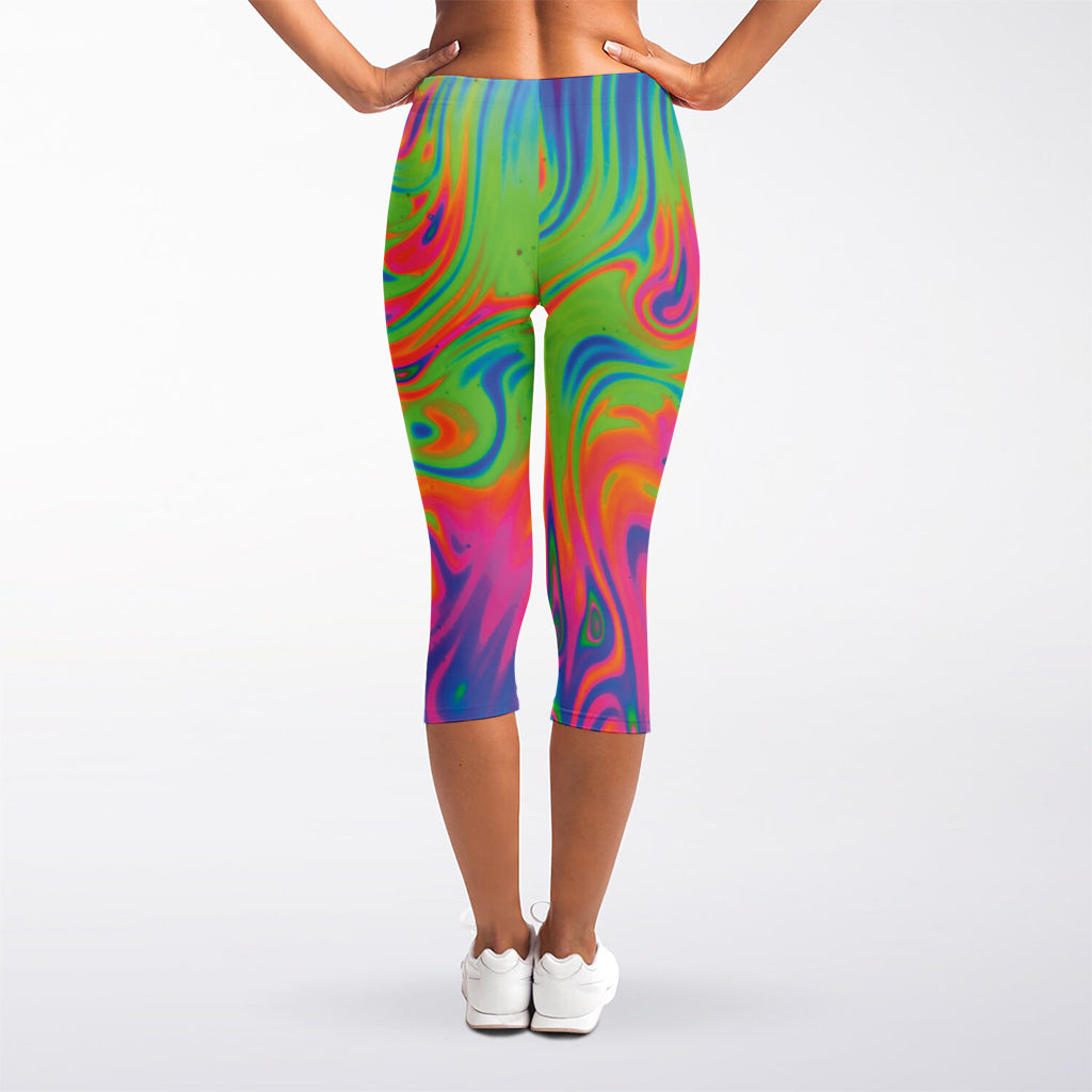 Psychedelic Bubble Print Women's Capri Leggings