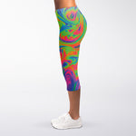 Psychedelic Bubble Print Women's Capri Leggings