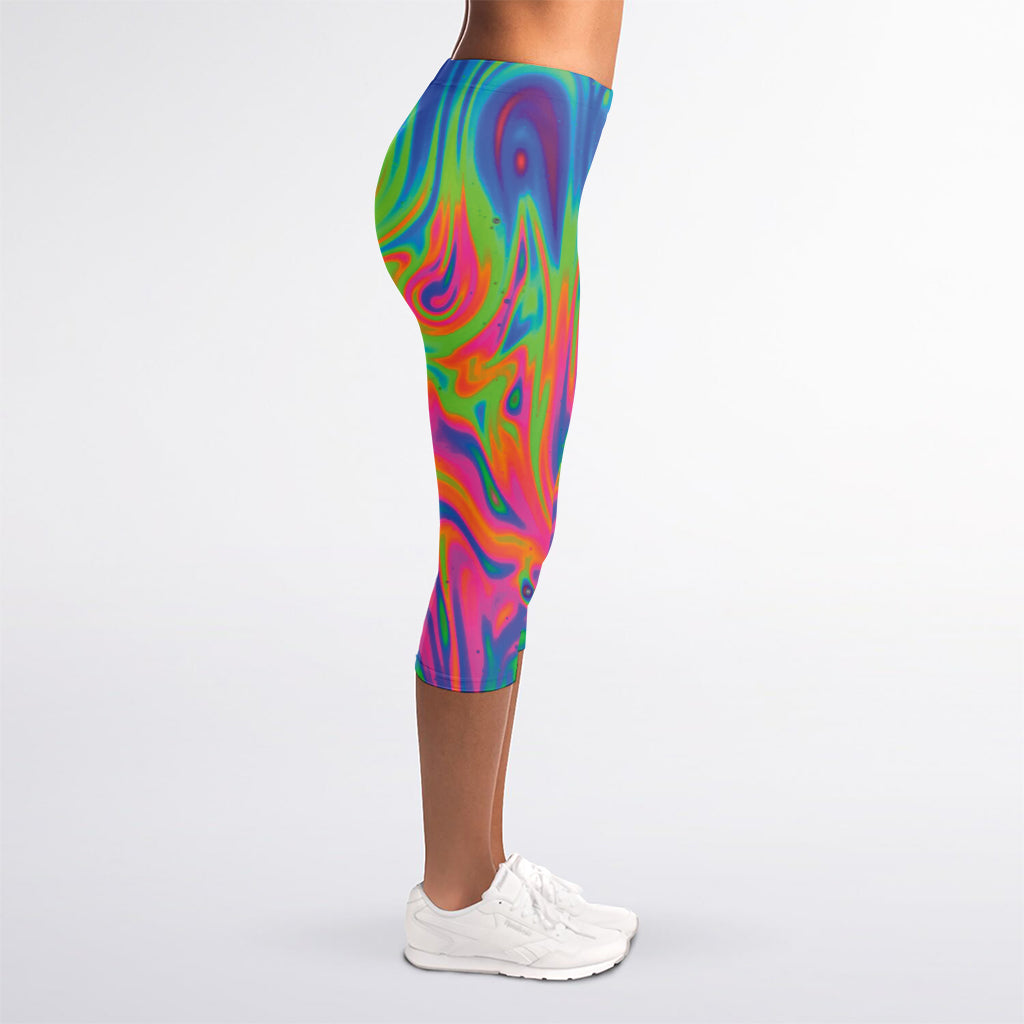 Psychedelic Bubble Print Women's Capri Leggings