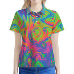 Psychedelic Bubble Print Women's Polo Shirt