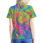 Psychedelic Bubble Print Women's Polo Shirt