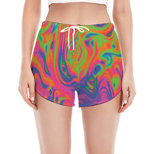 Psychedelic Bubble Print Women's Split Running Shorts