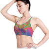 Psychedelic Bubble Print Women's Sports Bra