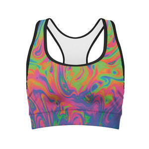 Psychedelic Bubble Print Women's Sports Bra