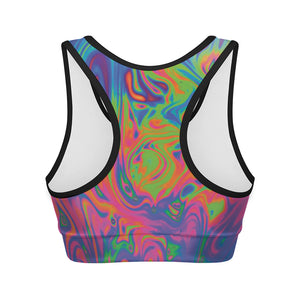 Psychedelic Bubble Print Women's Sports Bra