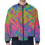 Psychedelic Bubble Print Zip Sleeve Bomber Jacket