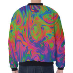 Psychedelic Bubble Print Zip Sleeve Bomber Jacket