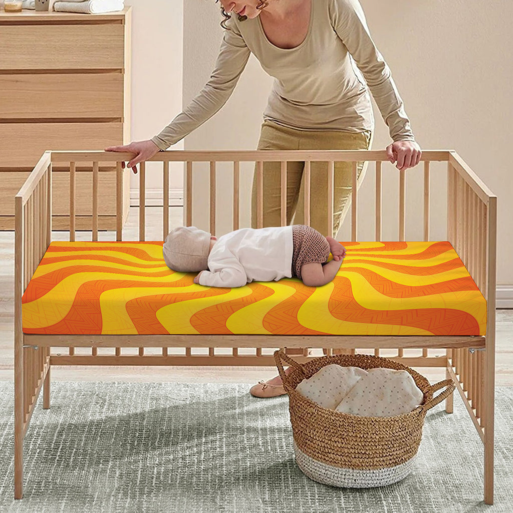 Psychedelic Burning Sun Print Baby Crib Sheet