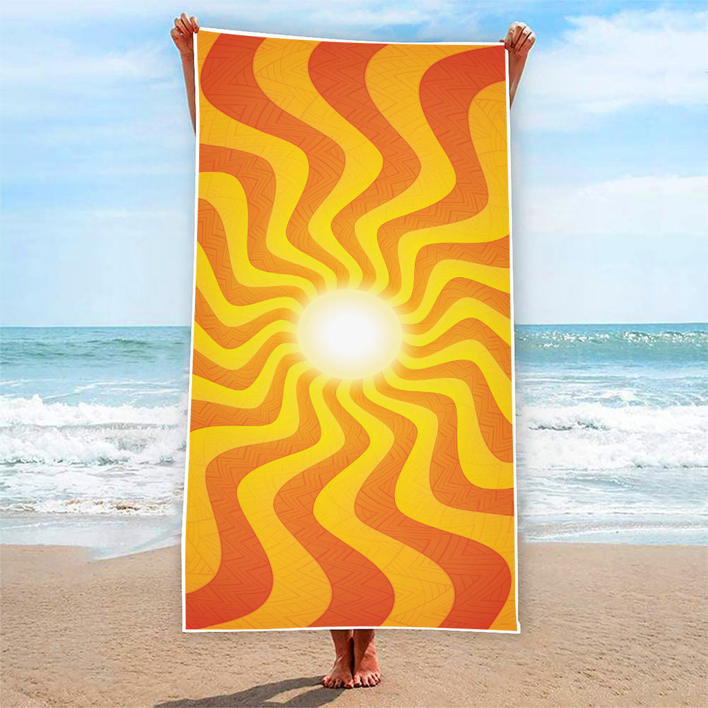 Psychedelic Burning Sun Print Beach Towel