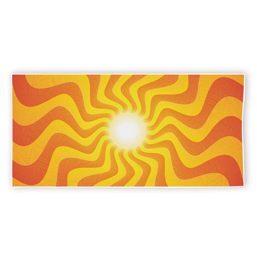 Psychedelic Burning Sun Print Beach Towel