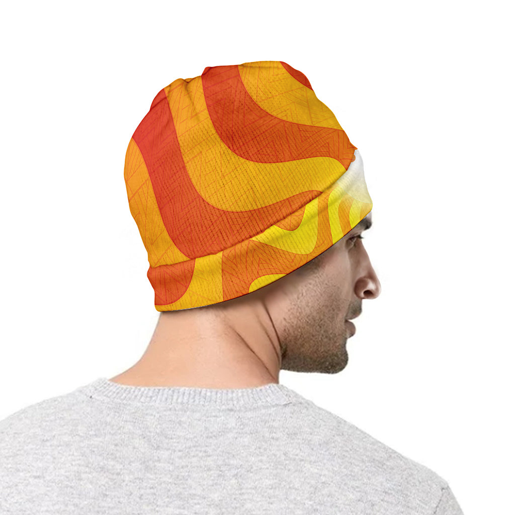 Psychedelic Burning Sun Print Beanie