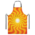Psychedelic Burning Sun Print Bib Apron With Pocket