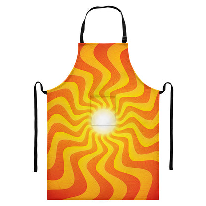 Psychedelic Burning Sun Print Bib Apron With Pocket