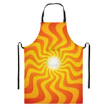 Psychedelic Burning Sun Print Bib Apron With Pocket