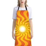 Psychedelic Burning Sun Print Bib Apron With Pocket