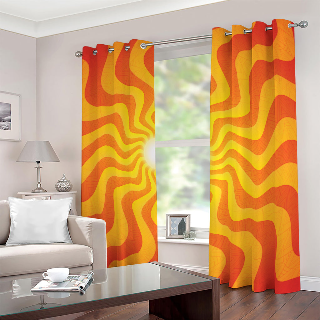 Psychedelic Burning Sun Print Blackout Grommet Curtains