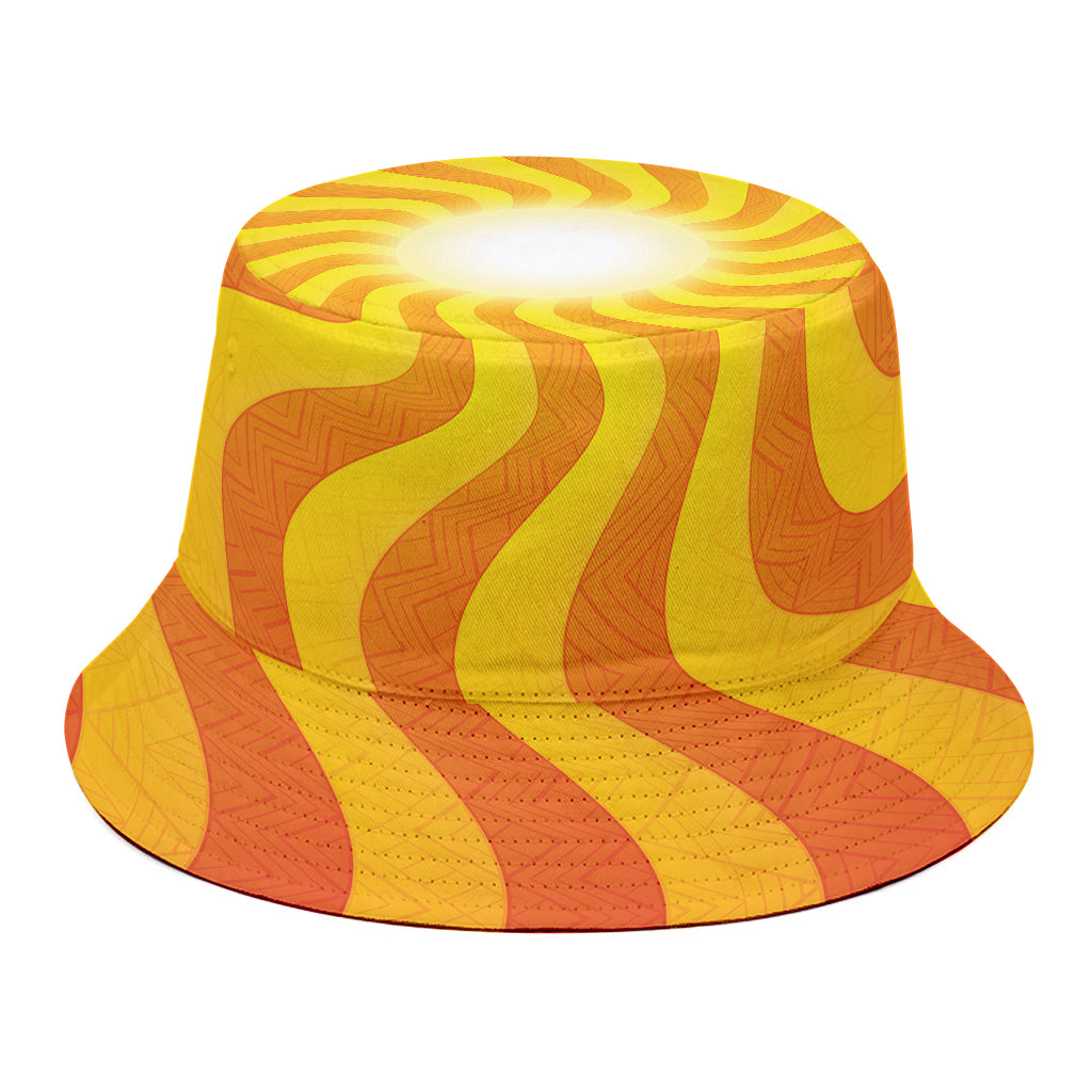 Psychedelic Burning Sun Print Bucket Hat