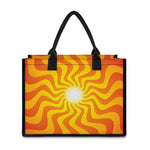 Psychedelic Burning Sun Print Canvas Tote Bag