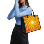 Psychedelic Burning Sun Print Canvas Tote Bag