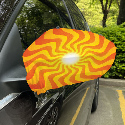 Psychedelic Burning Sun Print Car Side Mirror Covers