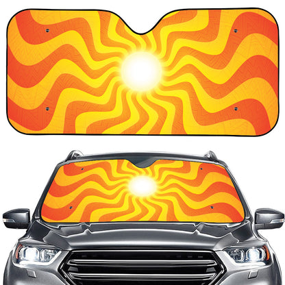 Psychedelic Burning Sun Print Car Windshield Sun Shade