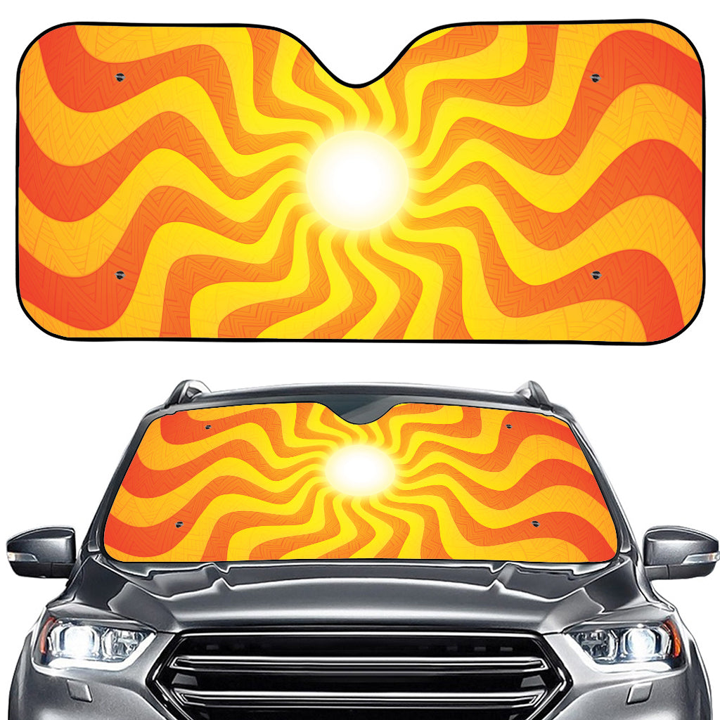 Psychedelic Burning Sun Print Car Windshield Sun Shade