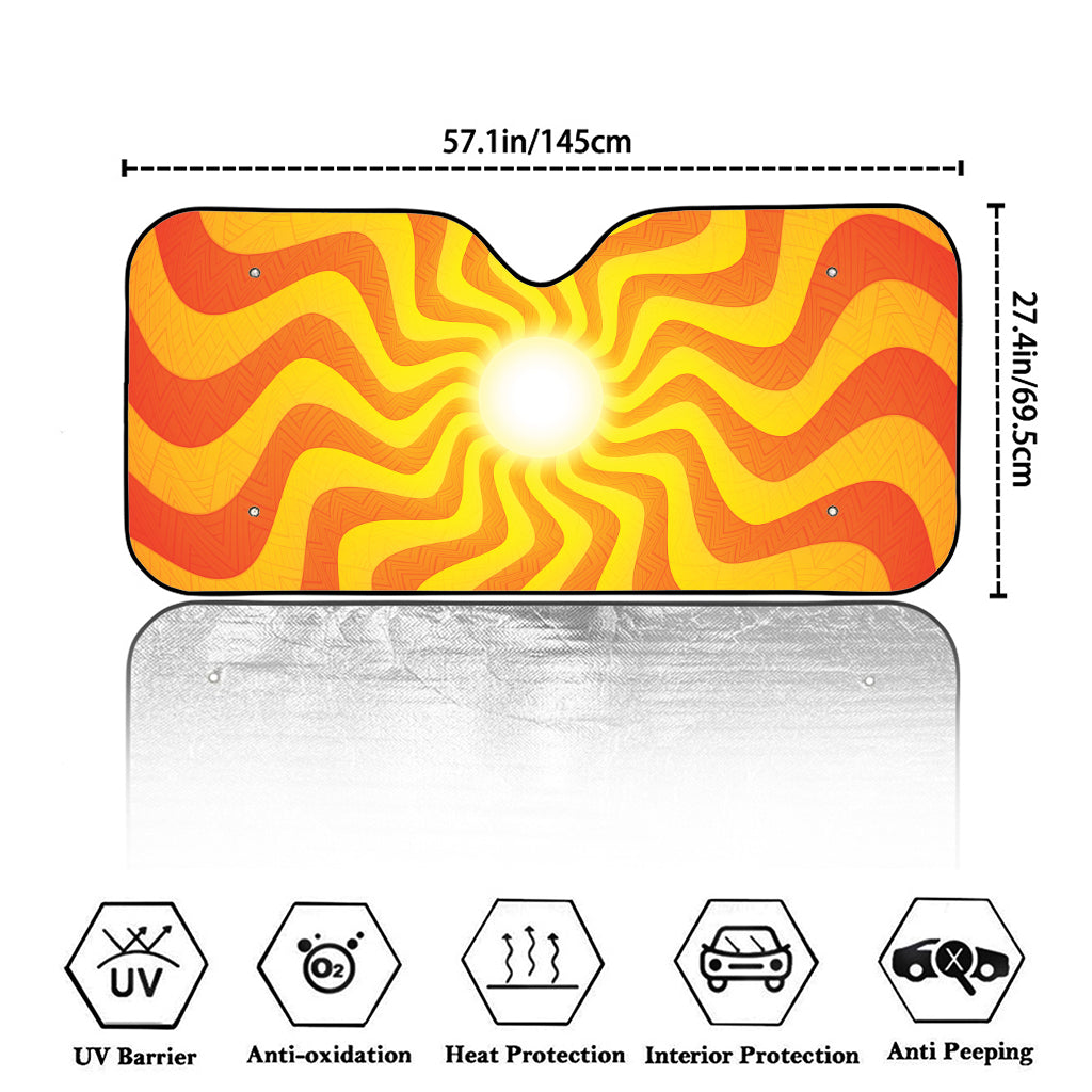 Psychedelic Burning Sun Print Car Windshield Sun Shade